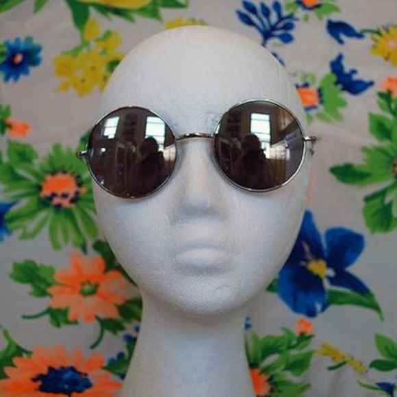 NWT METAL LENNON CIRCLE SUNGLASSES DARK RETRO - Picture 3 of 3